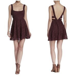 Free People babydoll lace side cutout dress in Aubergine size 0 NWT